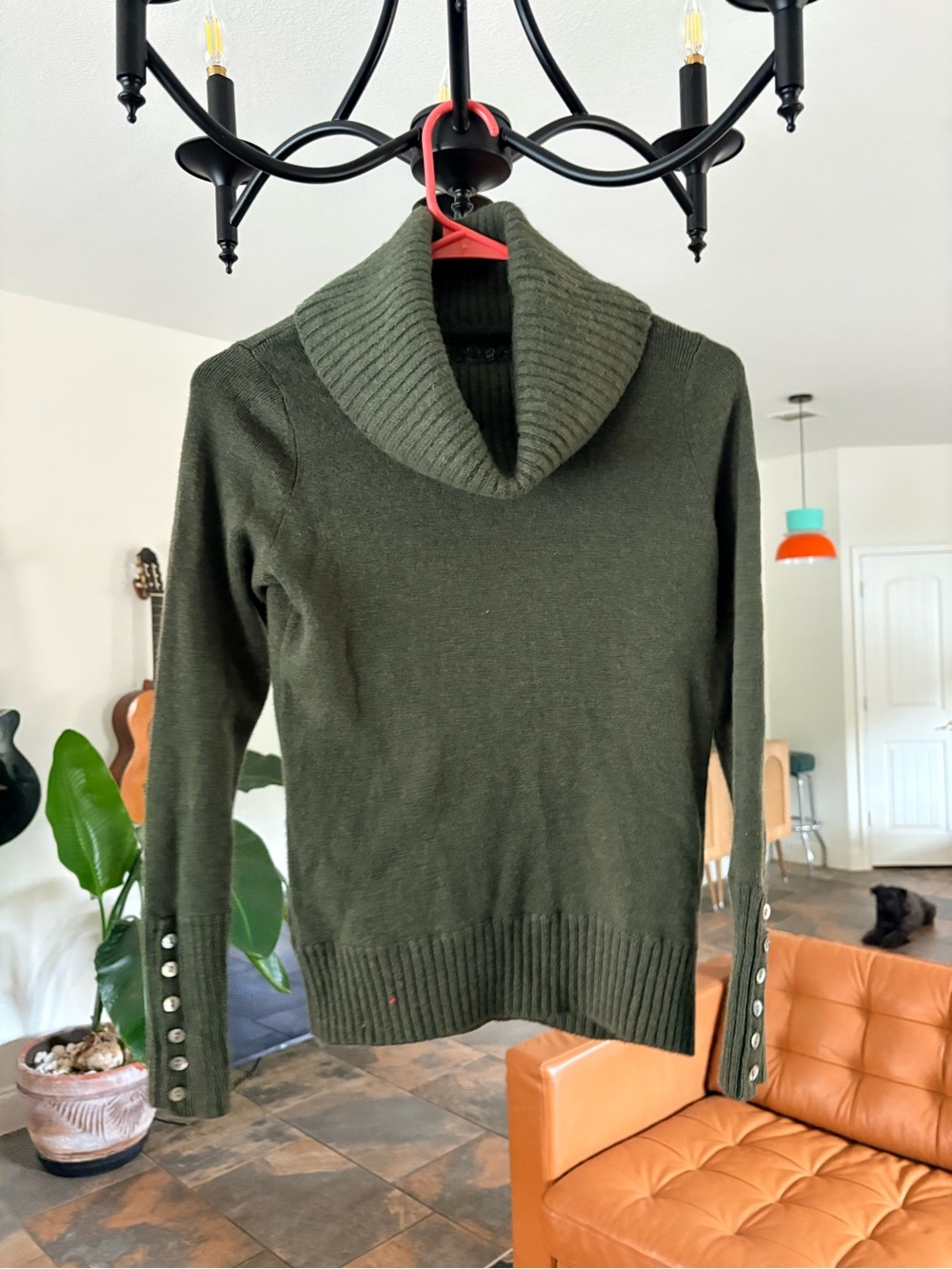 Olive Green Shawl Collar Women's Sweater
